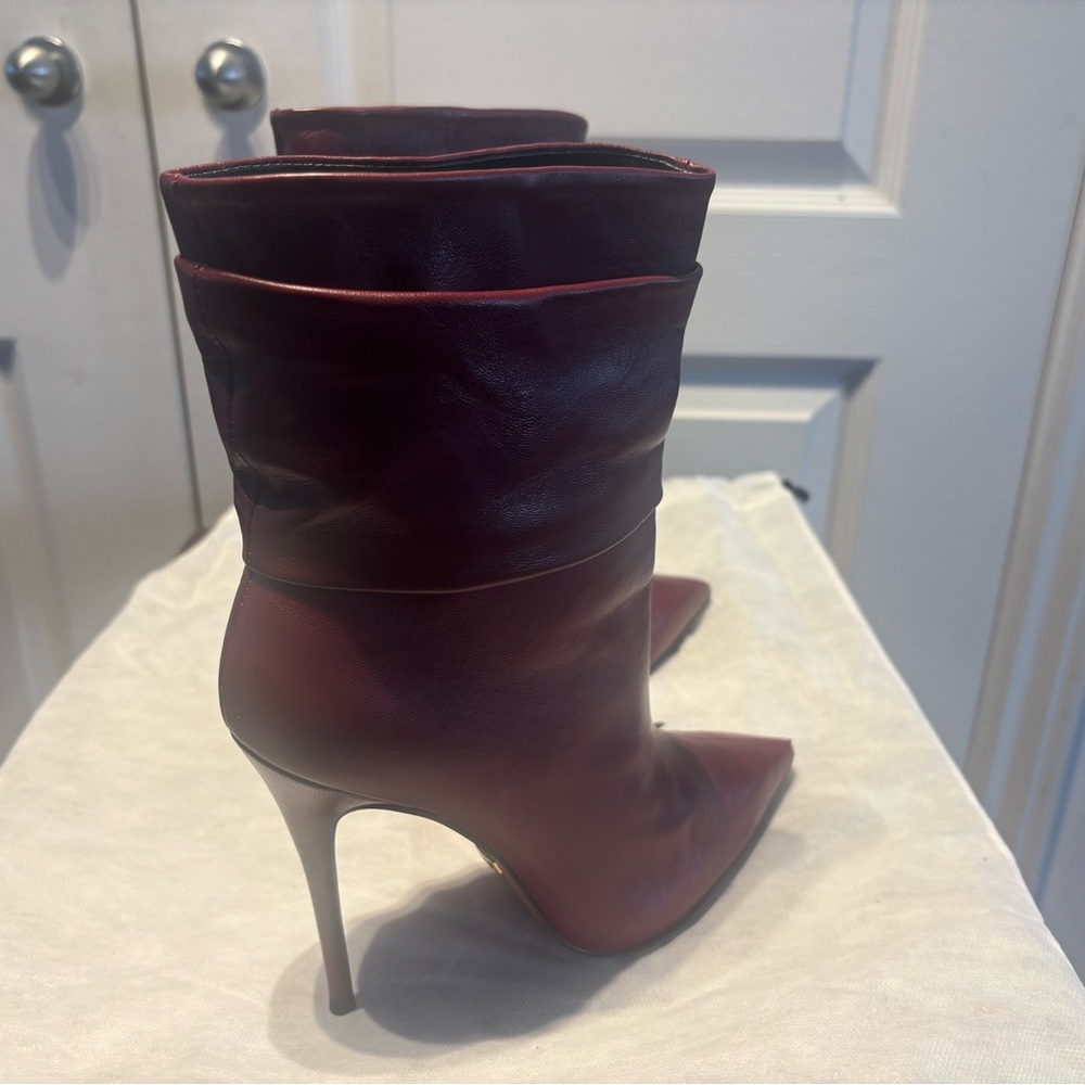 L'INTERVALLE Burgundy Leather Heeled Boots - Picture 6 of 9